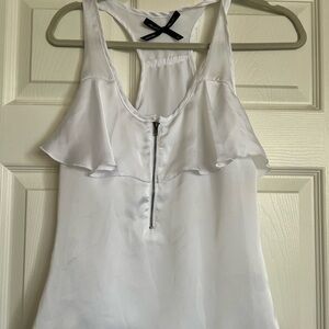 Ali & Kris White Ruffle Tank Top with Zipper